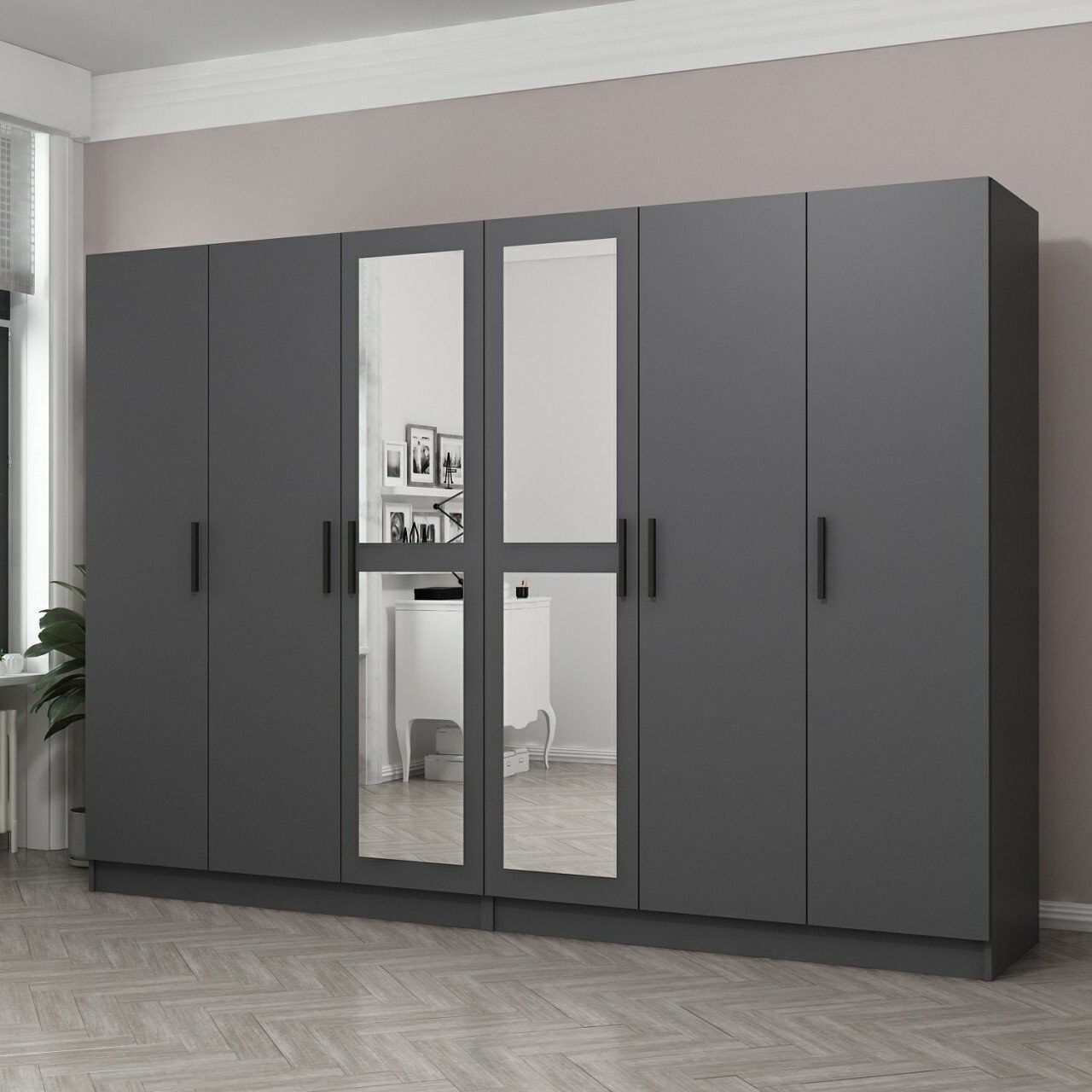 Dulap pentru haine, Minerva, Kale, 270x210x52 cm, PAL, Antracit - 1 | YEO