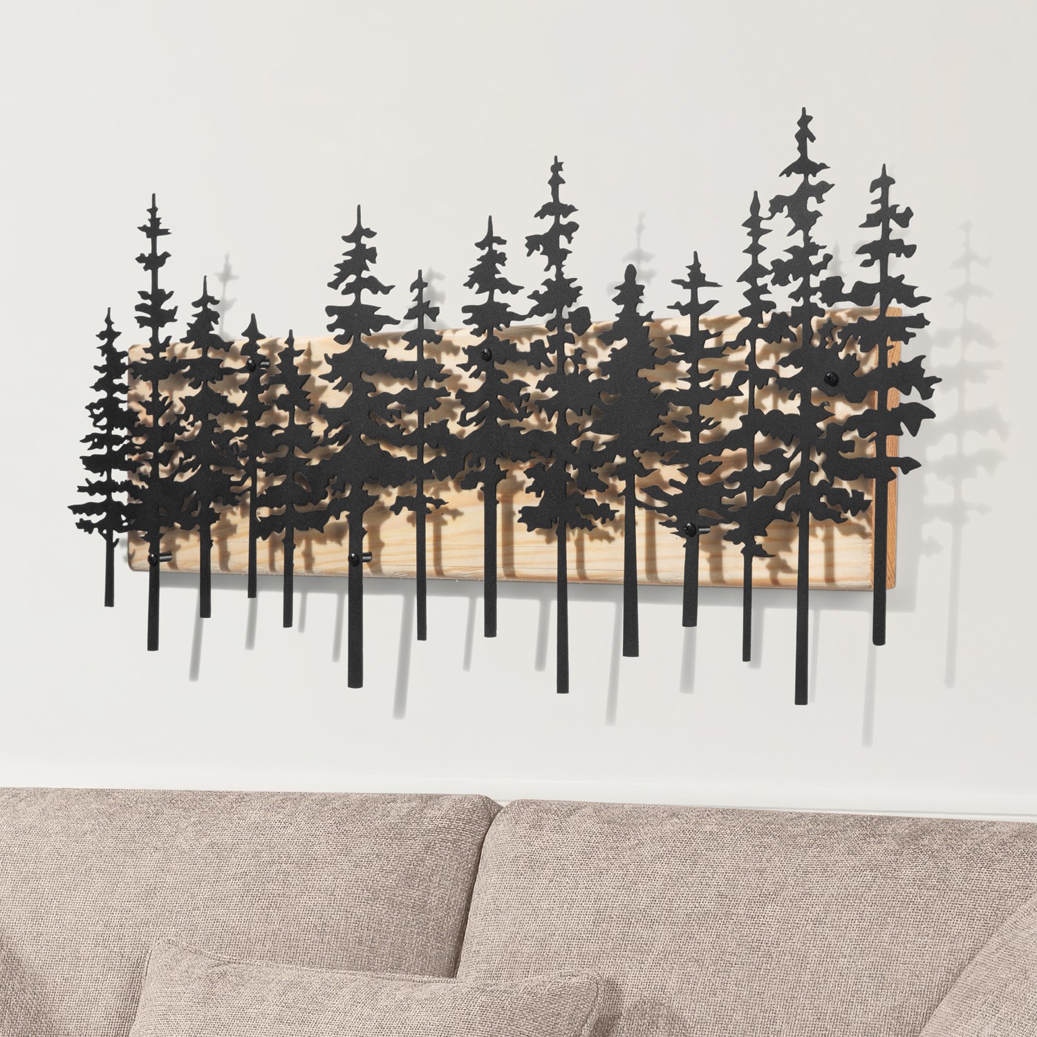 Decoratiune de perete, Nordic Pine, Cadru: Lemn (Grosime: 2 cm), Natural/Negru