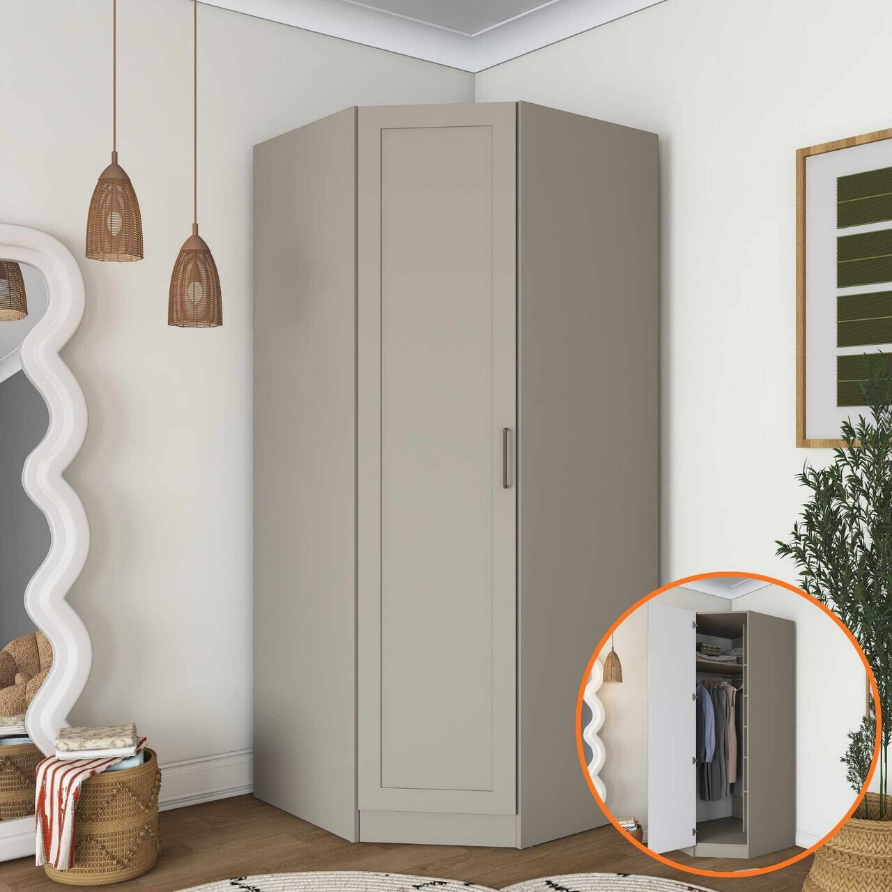 Dulap pentru haine, Hanah Home, BA311, 91x210x57.5 cm, Gresie
