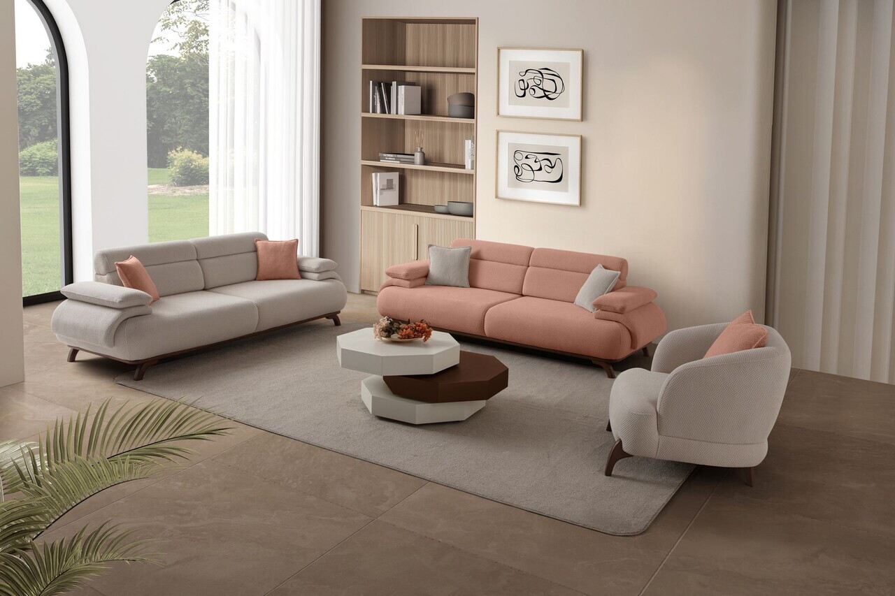 Canapea 3 locuri, Atelier del Sofa, 752EST1152, Lemn de carpen/PAL melaminat, Roz pudra - view 8