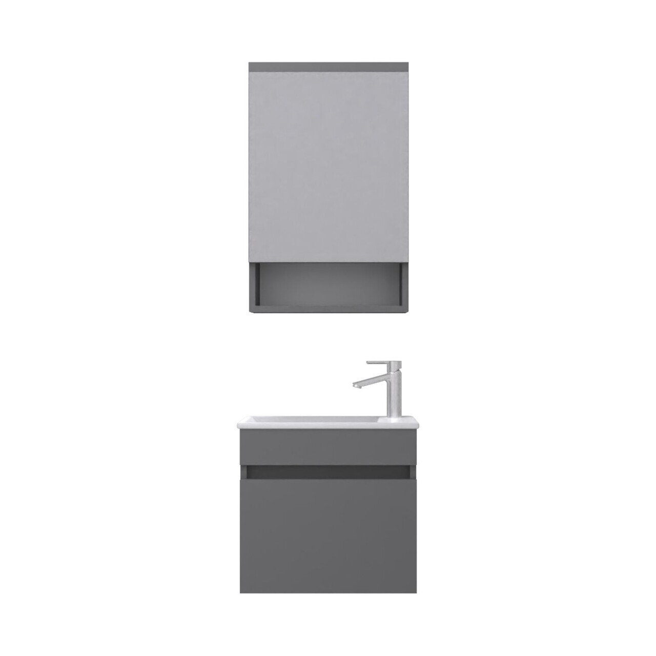 Set mobilier de baie (2 piese), Hanah Home, Pıccolo 50, Gri Mat - view 5