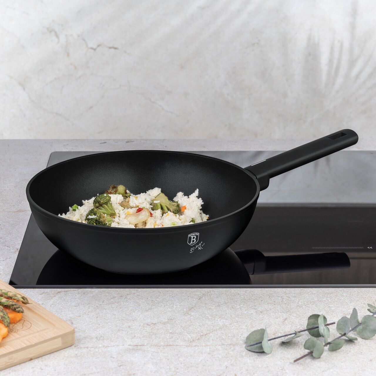 Tigaie Wok Berlinger Haus, Matte Black, 28 cm, 3.2 L, aluminiu forjat, negru - imagine 6