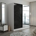 Dulap pentru haine, Minerva, Kale, 180x190x52 cm, PAL, Alb/Negru