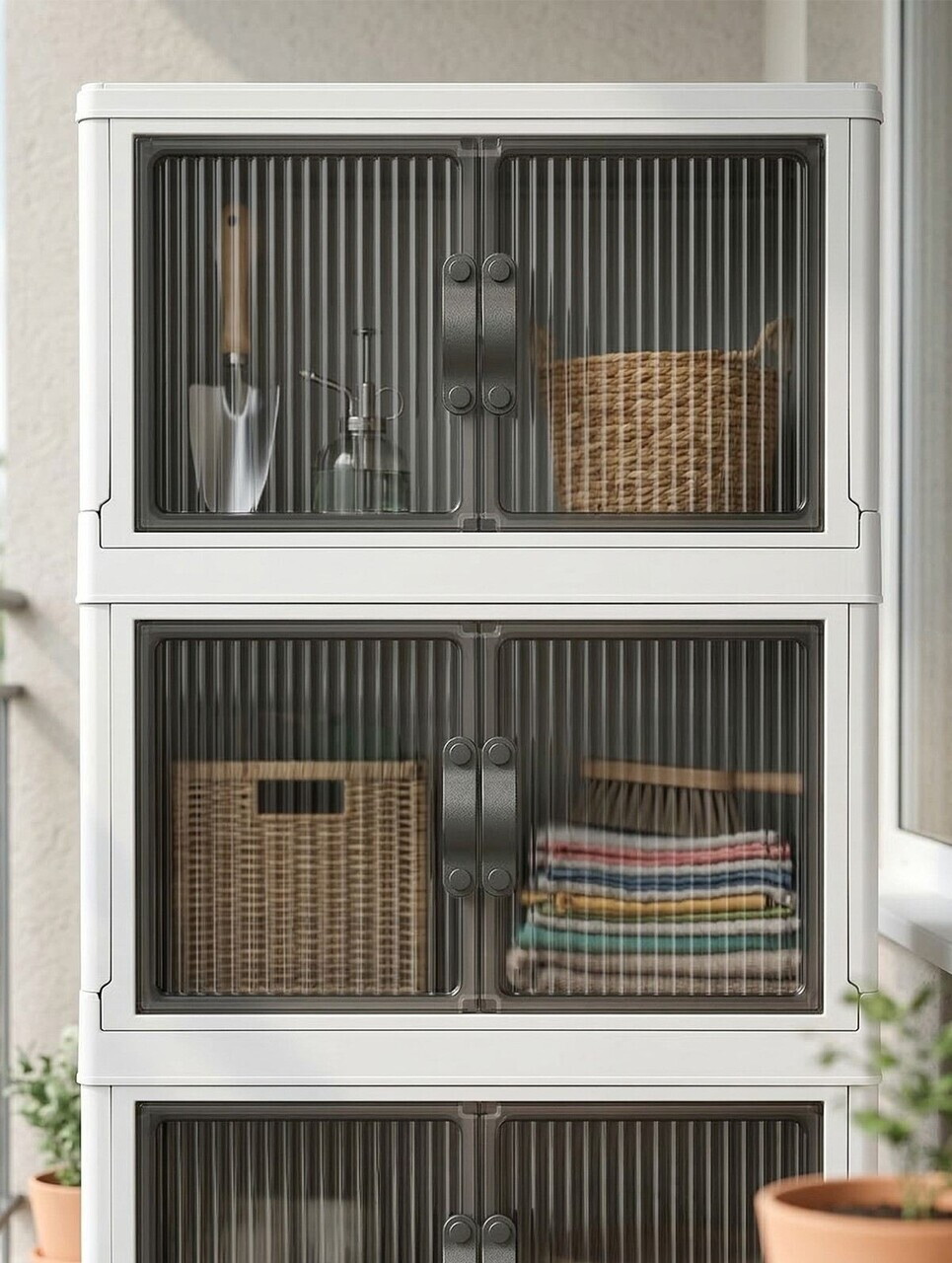 Dulap multifunctional, Hanah Home, Lavine 127, 56x127x56 cm, PLASTIC, Alb — imaginea 4