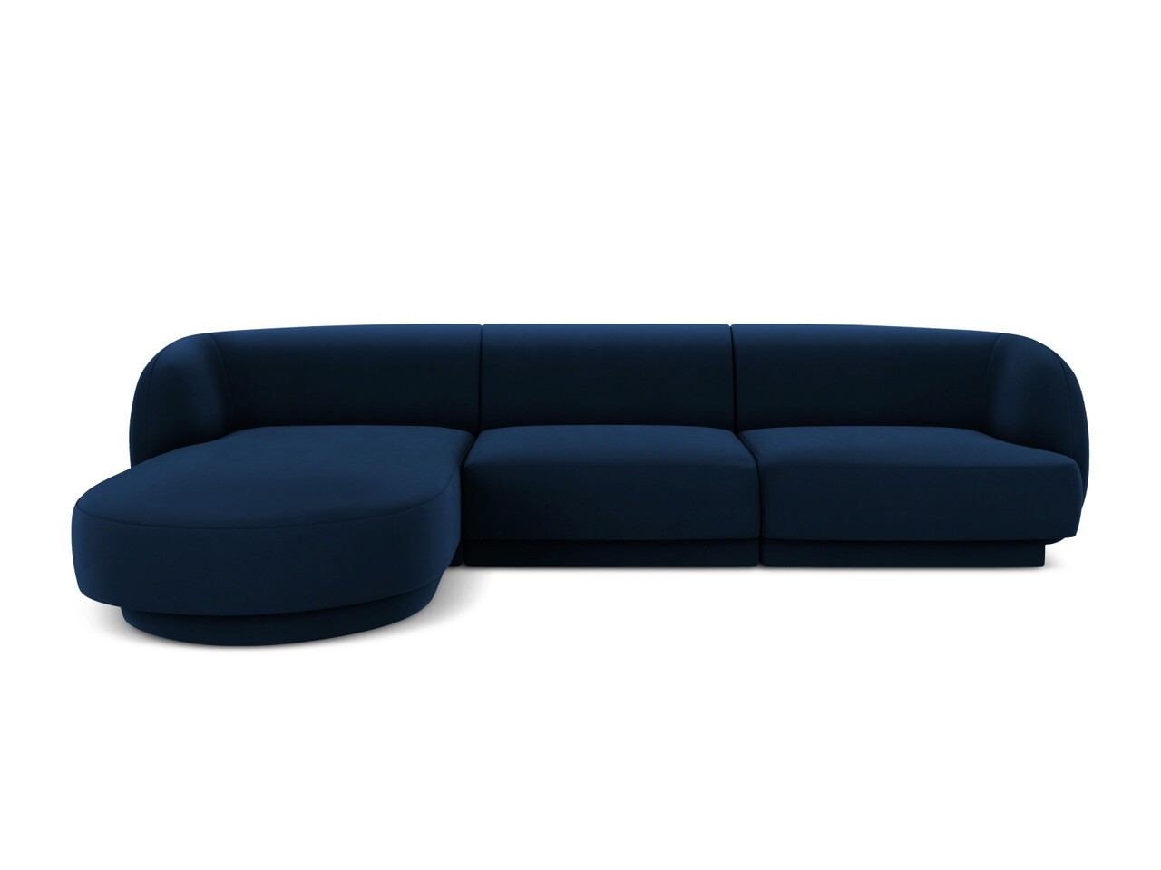 Coltar stanga 4 locuri, Miley, Micadoni Home, BL, 259x155x74 cm, catifea, albastru regal - 1 | YEO