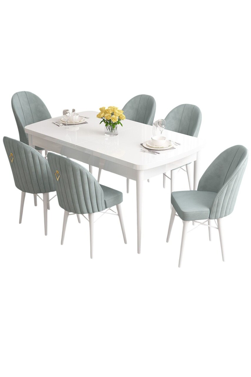 Set masa extensibila si scaune, Hanah Home, Roz, Alb / Verde de mare - view 2