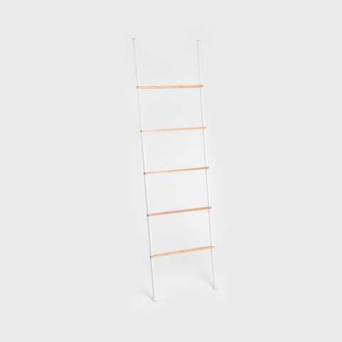 Suport pentru prosoape Taru, Homla, 45x2x159.5 cm, metal/lemn, alb/natur