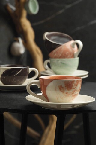 Set de cafea ST04KTM00, Kutahya Porselen, 4 piese, portelan Kutahya Porselen