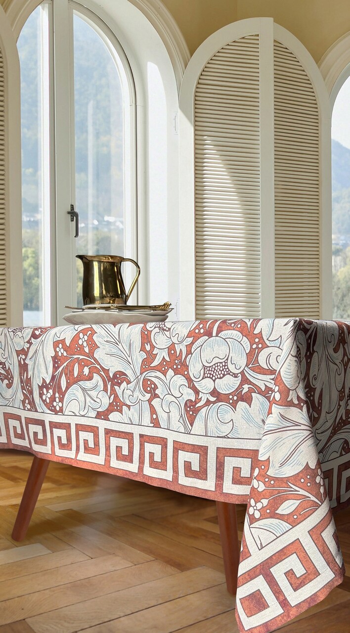 Fata de masa, SX - Kitchen, 626SRT1124, Poliester , Dimensiune: 135 x 200 cm (1 bucată), Tigla Roșu/Alb