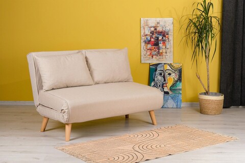 Canapea extensibilă cu 2 locuri, futon, 859ftn2717, metal , crem