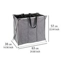 Cos de rufe cu 3 compartimente, Wenko, Trio, 130 L, 63 x 57 x 38 cm, poliester/aluminiu, gri