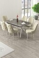 Set masa extensibila si scaune (7 piese), Hanah Home, Nis, Antracit / Crom / Crem