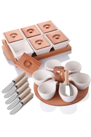 Serviciu de masa Breakfast TEP, Rowe, 20 piese, ceramica/lemn Breakfast