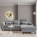 Coltar extensibil dreapta 4 locuri ELTAP, Foble, 267x196x100 cm, lemn/poliester, gri deschis
