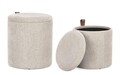 Set 2 taburete cu spatiu de depozitare Katia, Bizzotto, 34.5x36 cm/39x44 cm, MDF/poliester, gri deschis