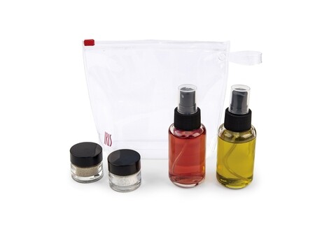 Set recipiente pentru ulei, otet, sare si piper 4 piese Spray Travel, Iris Barcelona, 50 ml/10 ml, sticla