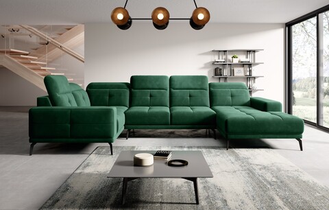 Coltar stanga 6 locuri ELTAP, LT-35LU, Neviro, 350x201x77 cm, lemn/poliester, verde inchis