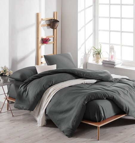 Lenjerie de pat dubla Super King (US) (ES), 3 piese, Paint – Füme, EnLora Home, 65% bumbac/35% poliester EnLora Home