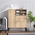 Bufet Ewa, Elegance, 100x35x125 cm, argintiu/natural