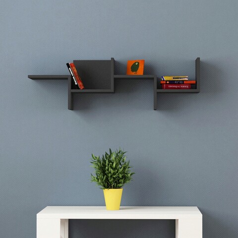Raft de perete, decortie, rako, 115x35x22 cm, antracit