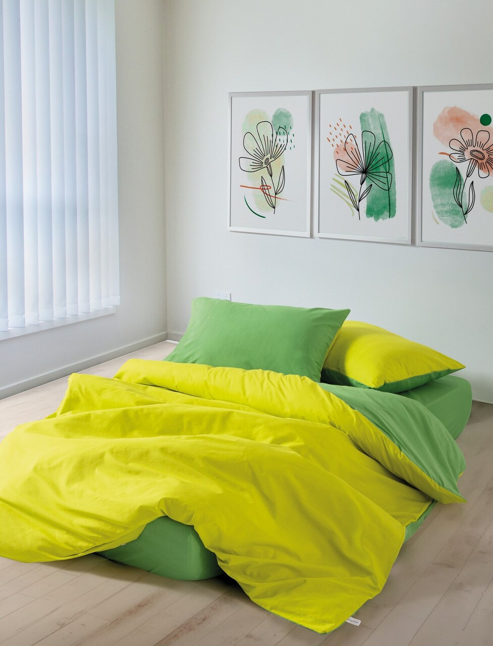 Lenjerie de pat dubla, Sage - Yellow, Green, Cozy Home, Bumbac Ranforce