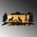 Decoratiune de perete, Wolves, 50% lemn/50% metal, Dimensiune: 88 x 39 x 3 cm, Negru
