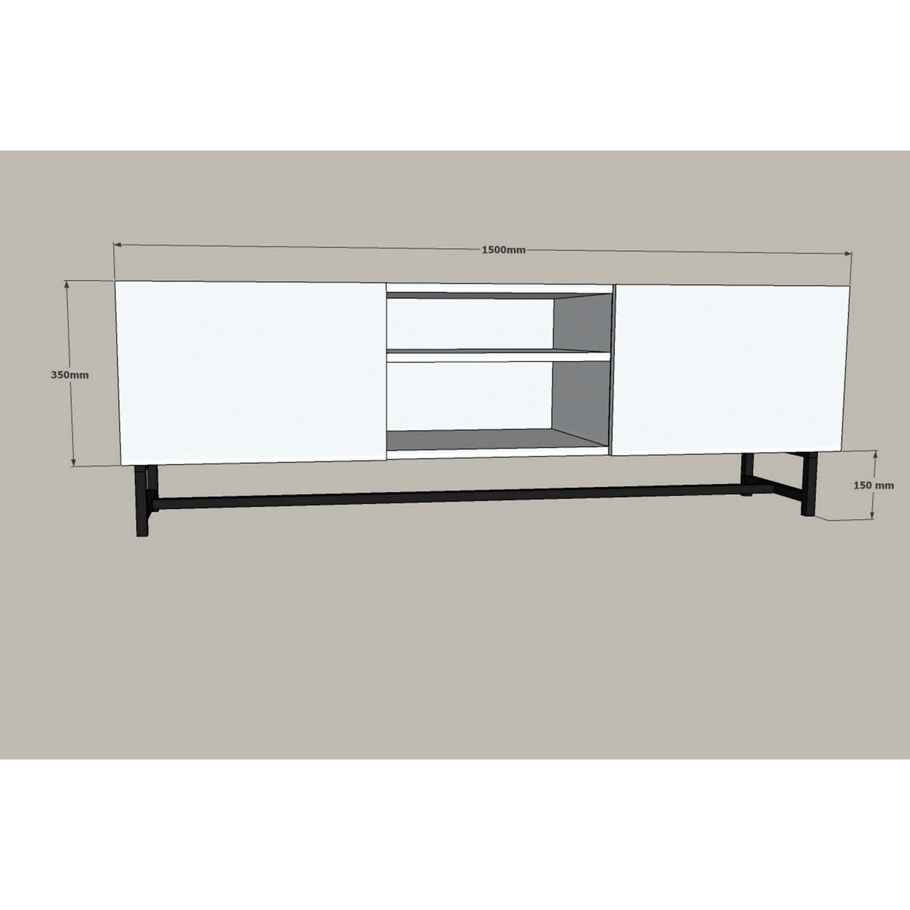 Comoda TV, Puqa Design, Tugi, 150x50x40 cm, PAL, Maro