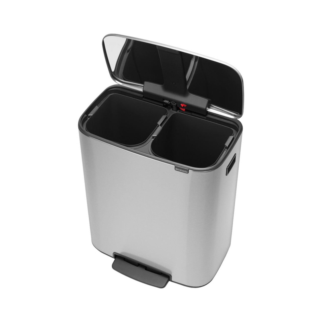 Cos de gunoi cu pedala, Brabantia, Bo Pedal, 2x30 L, 36.3x54.1x65.2 cm, otel, argintiu - 1 | YEO