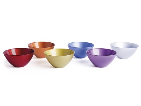 Set 6 cupe pentru desert, Diamond, Excelsa, Ø15 cm, sticla centrifugata, multicolor