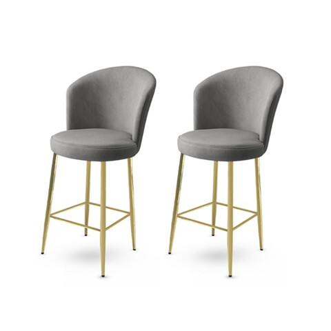 Set scaun de bar (2 bucăți), Charlotte, Alte, Metal, Gri / Auriu