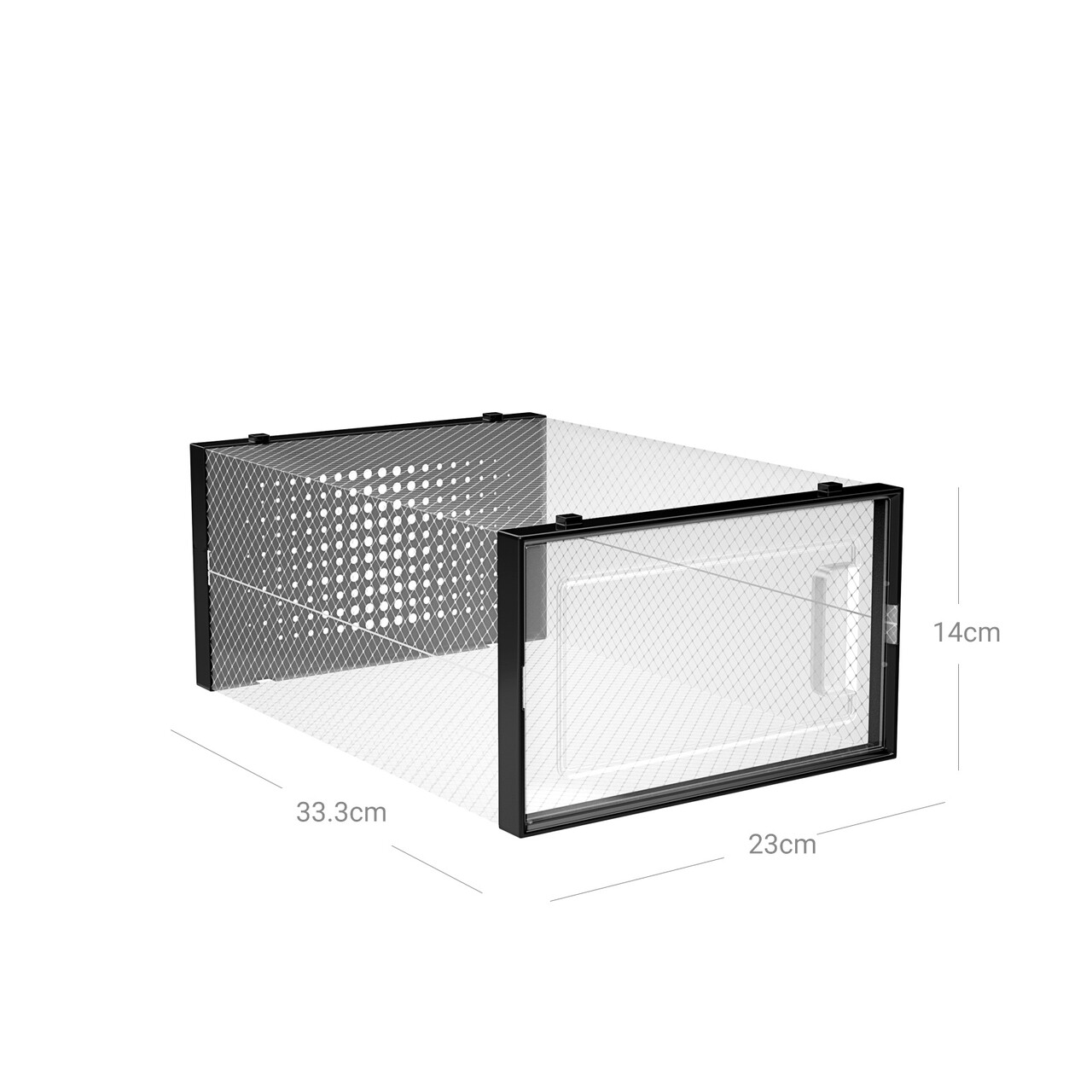 Set 18 cutii de pantofi, Songmics, 33.3x23x14 cm, polipropilena, transparent/negru - 1 | YEO