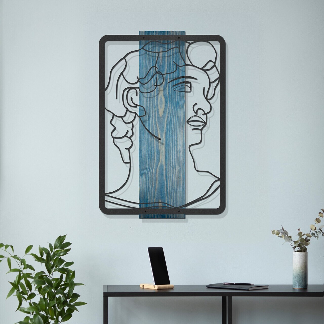 Decoratiune de perete, Aether, Cadru: Lemn (Grosime: 2 cm), Albastru/Negru — imaginea 2