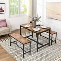 Masa dining Vasagle, Alinru, 120 x 75 x 75 cm, PAL/otel, maro rustic/negru