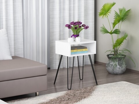 Masuta pentru living tuana, furny home, 45x35x63.1 cm, alb