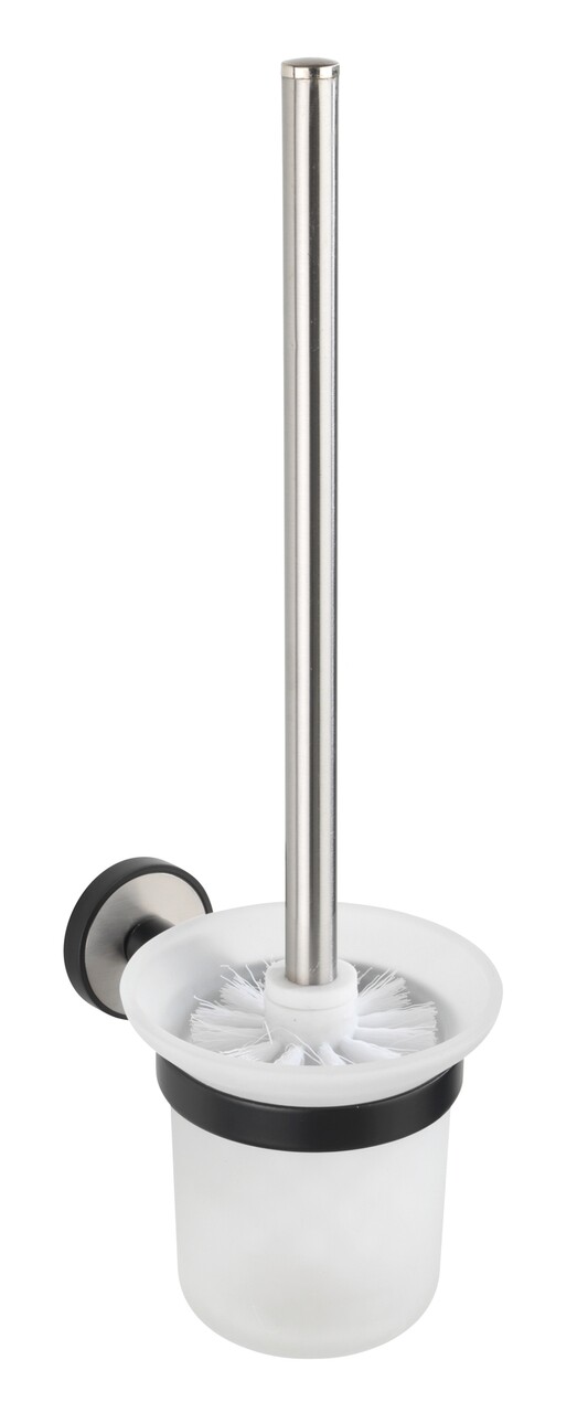 Perie pentru toaleta cu suport, Wenko, UV-Loc, Udine, 11 x 38 x 15.5 cm, inox/sticla - 1 | YEO