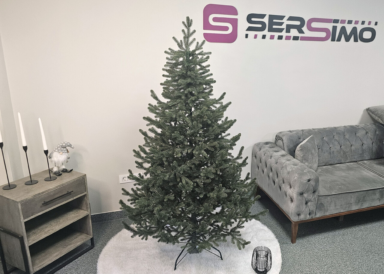 Brad artificial Christmas Deluxe by Sersimo, Viena verde, 3D, 180cm — imaginea 20