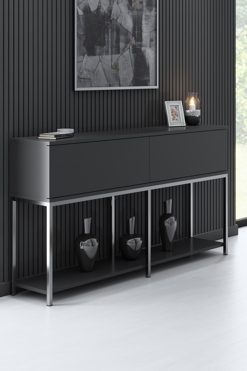 Consola, Bexley, Lord, 150x80x30 cm, PAL, Antracit / Argintiu - 1 | YEO