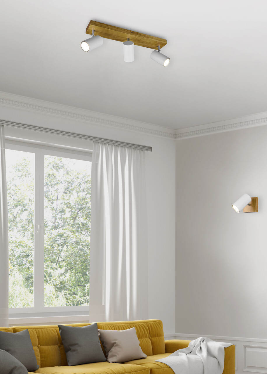 Plafoniera Marley, TRIO, 44x9x16 cm, 35W, 3x GU10, metal, alb mat/natur