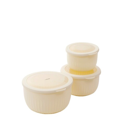 Set 3 caserole Kerma, Homla, 1L/2L/3L, plastic, ecru