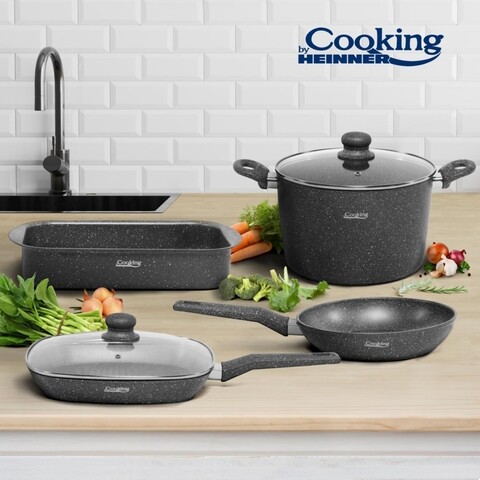 Set pentru gatit Gustavo, Cooking by Heinner, 6 piese, aluminiu aluminiu