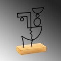 Decoratiune, Cubik, 27x8x17 cm, Metal, Lemn/Negru