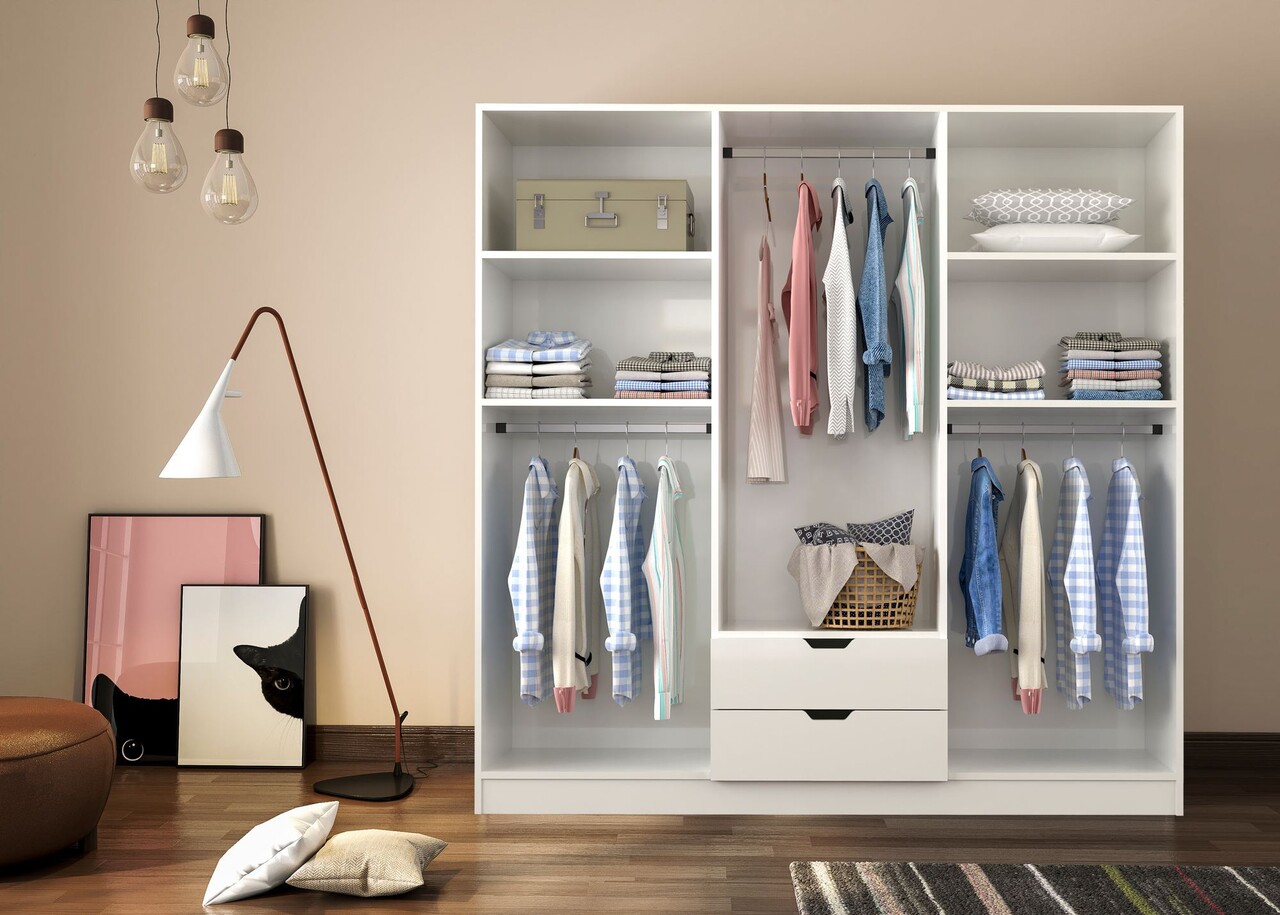 Dulap pentru haine, Rabi, Rb-157, 180x180x45 cm, Alb mat - 2 | YEO