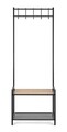 Cuier cu pantofar Haldor, Bizzotto, 64.5x37.5x180 cm, otel/MDF, negru/natural