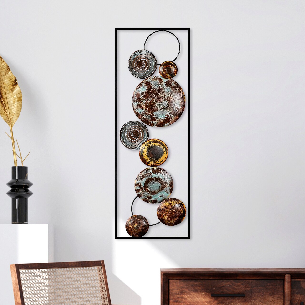 Decoratiune de perete, Textured, Metal, 90 x 32 x 4 cm, Multicolor - 1 | YEO