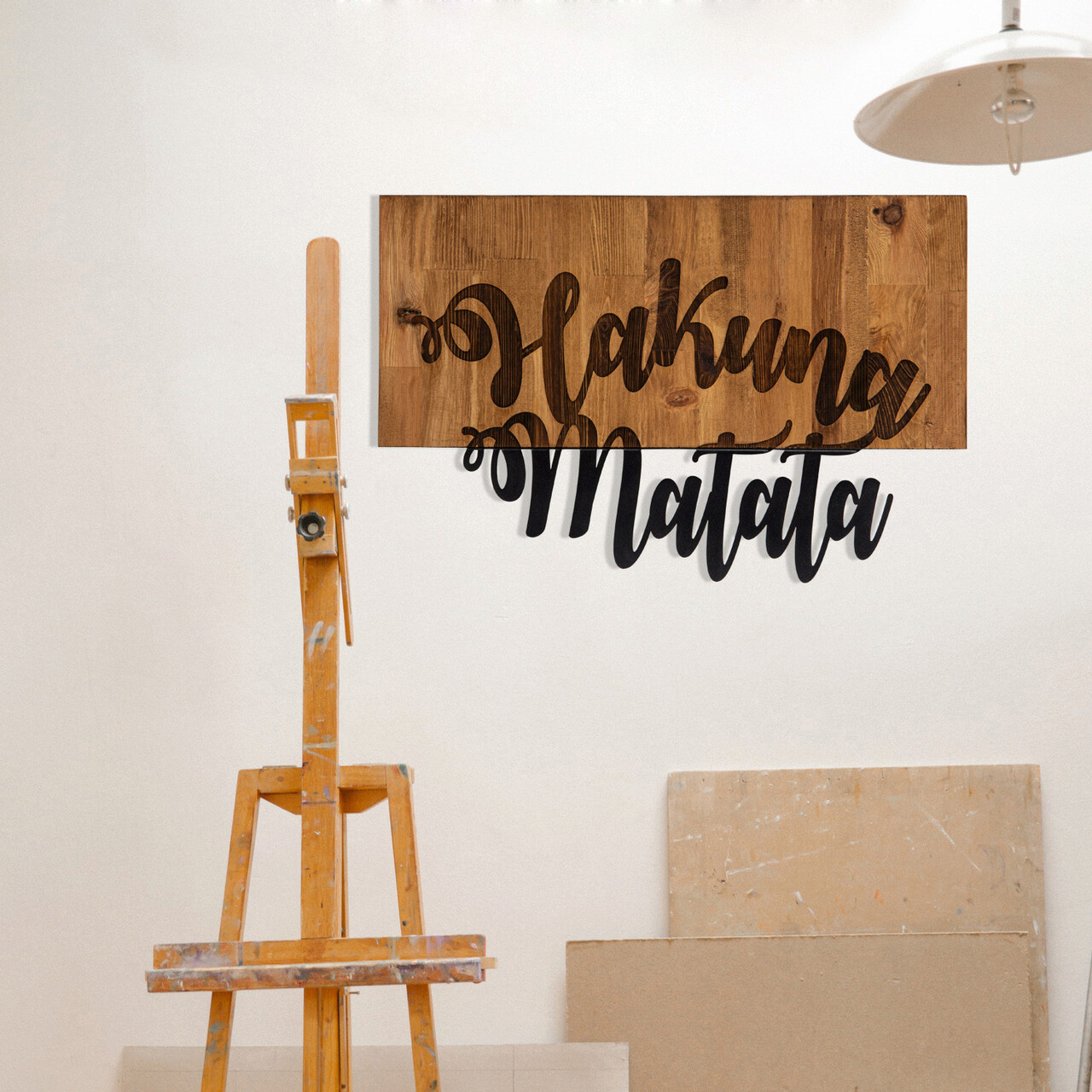 Decoratiune de perete, Hakung Matata Metal Decor, lemn/metal, 58 x 38 cm, negru/maro - 1 | YEO