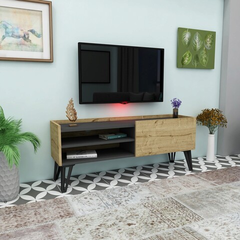 Comoda TV, Arnetti, Vital, 120×49.5×33 cm, PAL, Stejar / Antracit Arnetti