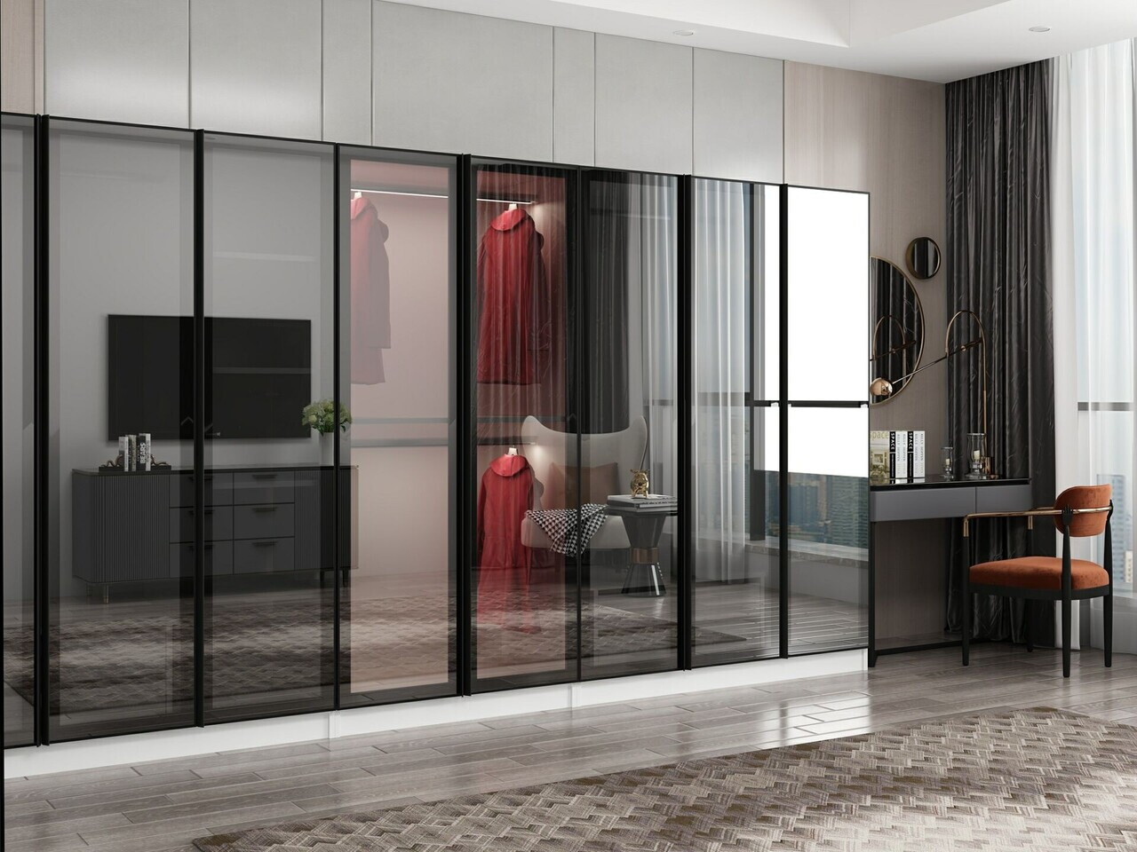 Dulap pentru haine, Hanah Home, Nisa, 360x210x52 cm, Alb — imaginea 2