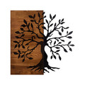 Decoratiune de perete, Agac, lemn/metal, 58 x 58 cm, negru/maro