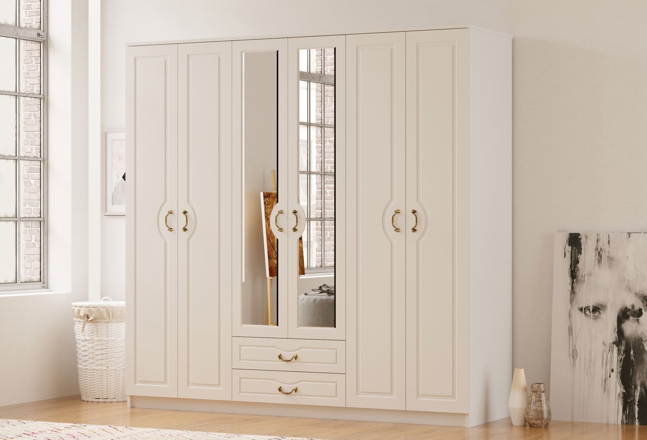 Dulap pentru haine, Rabi, Rb-178, 210x210x52 cm, Alb mat