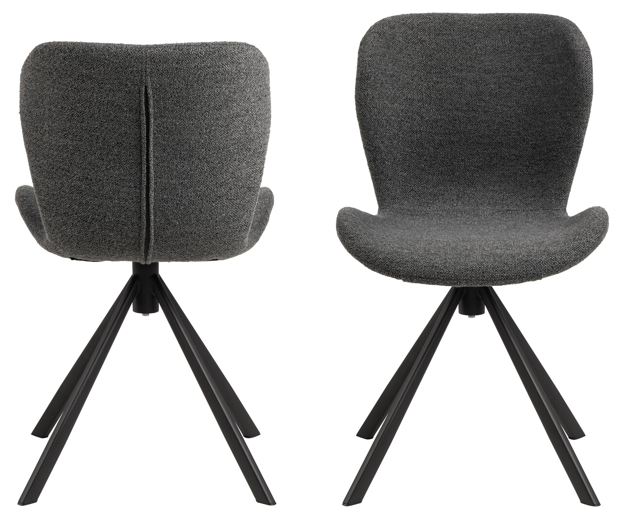 Scaun Batilda -A1, Actona, 46.5x53x81 cm, rotativ, tesatura Boucle/otel, antracit - view 9